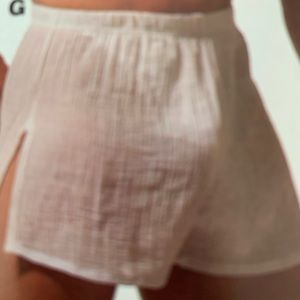 White Gauze Boxer w Split J027